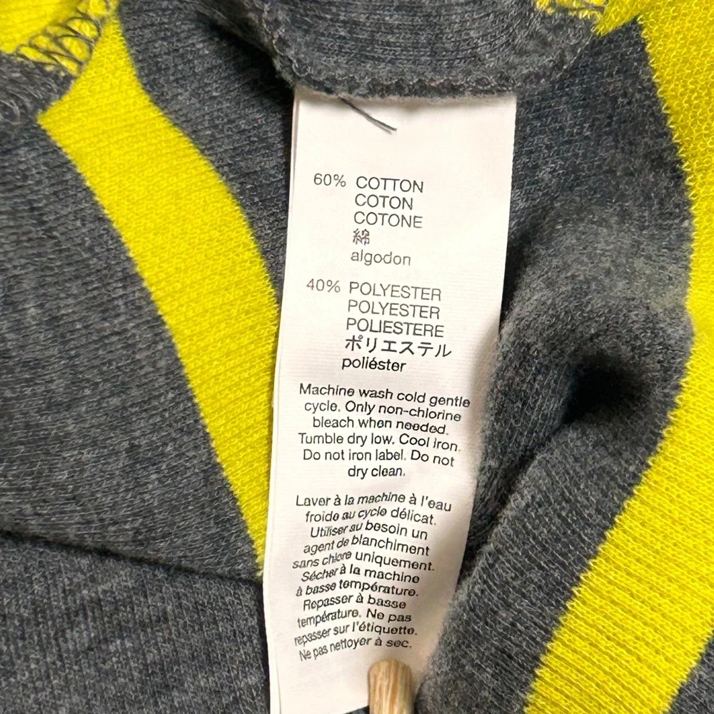 Gap Kids Quarter Zip Pullover Sweater Boys XL 12 Gray Yellow Striped Knit Preppy
